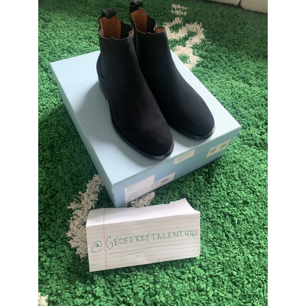 Lanvin Navy Suede Chelsea Ankle Boots